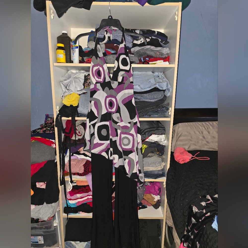 Stylish Black and Purple Jumpsuit